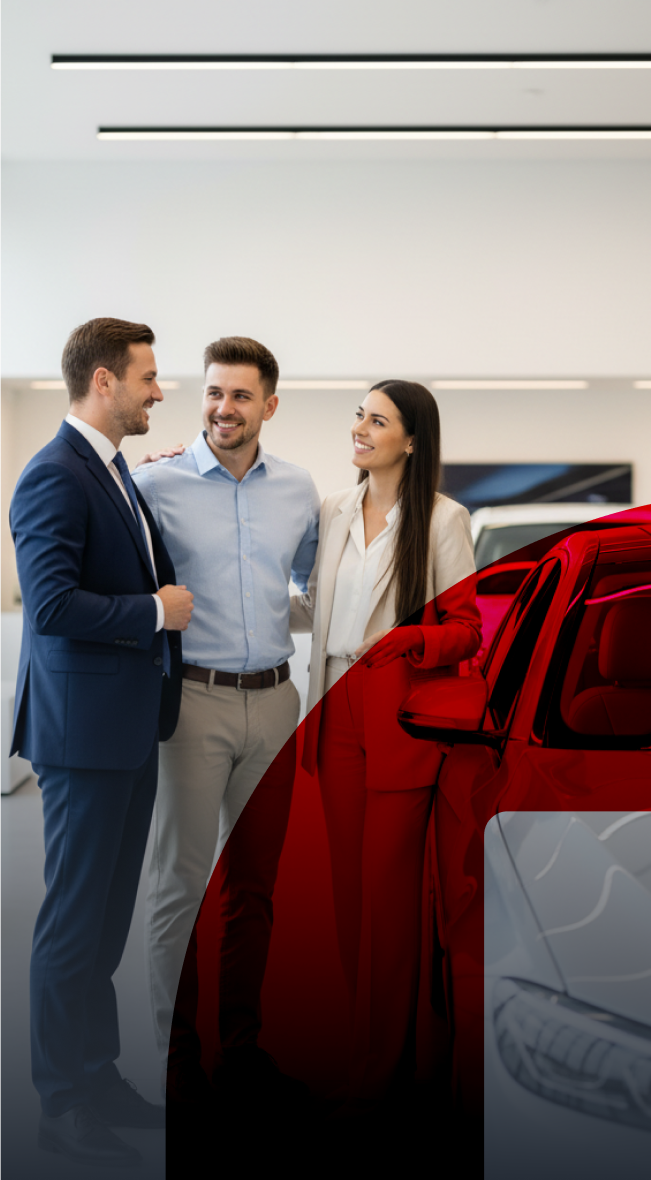 Spokojený klient Cartop s poradcem u nového vozu, osobní konzultace a férové podmínky